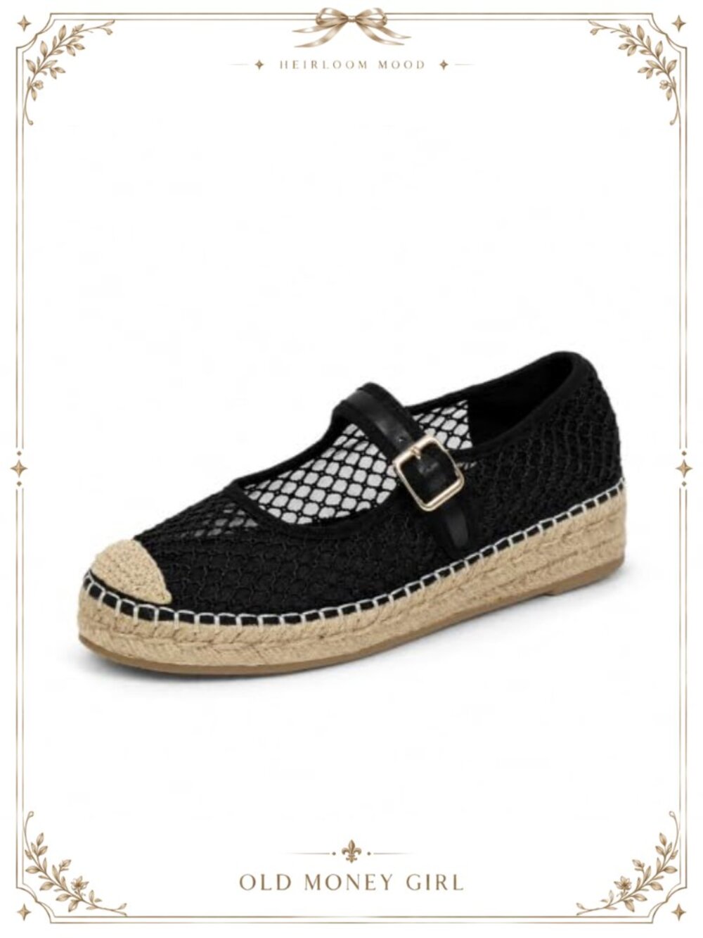Mary Jane Espadrilles Woven Platform Flats Buckle Round Toe Ballet Flat